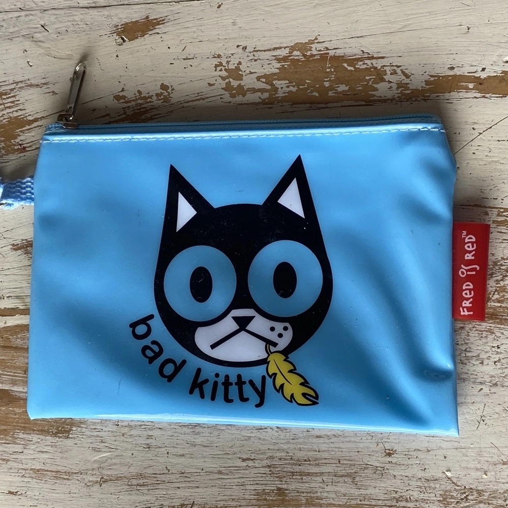 Vintage Y2K Fred Is Red "Bad Kitty" Wallet Pouch With Tag Rare Blue